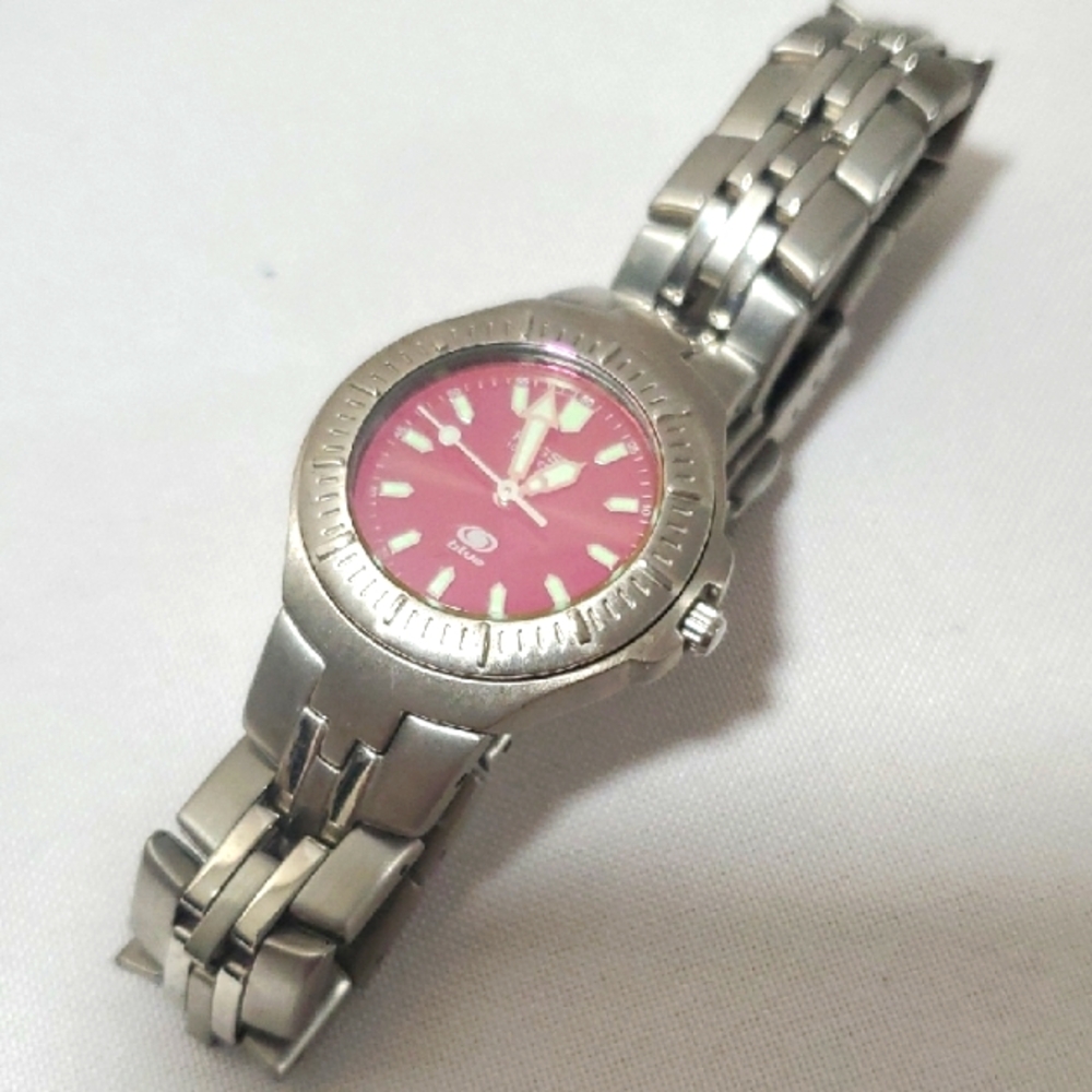 Fossil Blue Silver Watch with Pink Dial